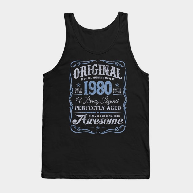 Vintage Born In 1980 Tank Top by Irregulariteez